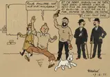 HERGÉ (Georges Remi dit) by Hergé, Encre de Chine et aquarelle pour un dessin en couleur directe réalisé pour la naissance du petit-fils d’un ami de Hergé., sold Nov 2021