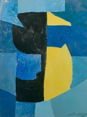 COMPOSITION ABSTRAITE by Serge Poliakoff, 1956, Gouache sur papier kraft, sold Dec 2021