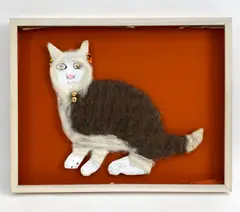 Cat by Mamie Deschille, Mixed media, sold Oct 2023