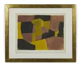 Composition Noire, jJaune et Brune by Serge Poliakoff, 1962, Eau-forte, aquatinte et burin en 5 couleurs, sold Nov 2021
