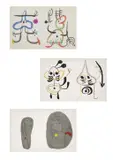 L'enfance d'Ubu - 3 planches by Joan Miró, 1975, 3 lithographies en couleurs, sold Nov 2021