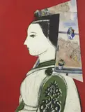 Profil by Manolo Valdés, 2008, Eau-forte, aquatinte, pointe-sèche et collages de reproduction d'œuvres de Maîtres (Marc Chagall) , sur le col et la coi, sold Nov 2021