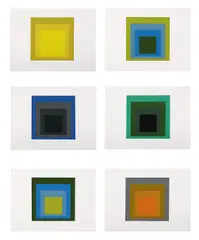 Formulation and Articulation I & II by Josef Albers, 1972, 127 sérigraphies en couleurs sur 66 feuillets de Vélin sous emboîtage toilé noir d'origine, iprimé du titre, sold Nov 2021