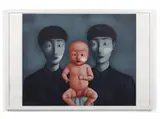 Comrades with red baby by Zhang Xiaogang, 2009, Lithographie en couleurs, sold Nov 2021