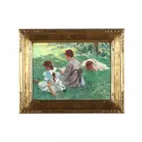 Study for On the Lawn by Edmund Marion Ashe, Oil on canvas mounted on board, sold Sep 2017