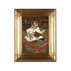 Dorothy Reading by Edmund Marion Ashe, Oil on board, sold Sep 2017