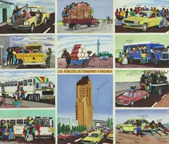 Les réalités du transport à Kinshasa, circa 1990 by Chéri Cherin, Huile sur toile, sold Nov 2021