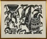 Sans titre, circa 1970 by Amadou Seck, Encre sur papier, sold Nov 2021