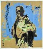 Sans titre by Armand Boua, Acrylique, pastel et goudron sur carton, sold Nov 2021