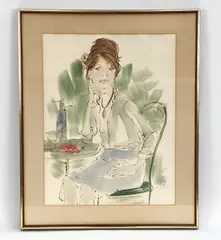 A seated woman by Philippe Henri Noyer, Watercolor, sold Dec 2023