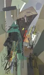 Le papillotement de la fête by Suzanne Roger, 1966, Huile sur toile, sold Mar 2020
