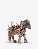 LE PETIT CHEVAL - Circa 1964 by Niki de Saint Phalle, Assemblage de jouets en plastique, fils, tissus et paille, sold Jul 2020