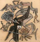 SANS TITRE by Roberto Matta, Pastel gras et fusain sur papier marouflé sur toile, sold Jul 2020