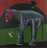 TROISIEME MOUVEMENT POUR UN APRES-MIDI TRISTE AU CANAL DU ROVE by Eduardo Arroyo, 1987, Huile sur toile, sold Jul 2020