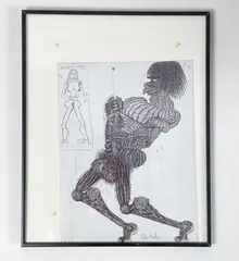 Untitled by Hein Dingemans, Ink on board, sold Feb 2024