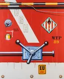 MANETTE/FOND ROUGE, CGH FREIN ISOLE by Peter Klasen, 1990, Acrylique et néon sur toile, sold Jul 2020