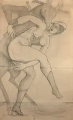DIANE ET ACTEON II by Pierre Klossowski, 1957, Mine de plomb sur papier, sold Jul 2020