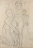 OH TEMPS, SUSPENDS TON VOL ou LE GRAND MAITRE IMPLORANT LE JEUNE OGIER by Pierre Klossowski, 1971, Mine de plomb sur papier (recto verso), sold Jul 2020