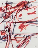 IMAGE II (K149) by Jean Dubuffet, 1984, Feutre bleu et rouge sur papier à lettre, sold Jul 2020