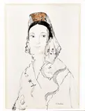 Espagnole, peigne brun - Circa 1922-1924 by Francis Picabia, Aquarelle, encre, crayon et sanguine sur papier, sold Jul 2020