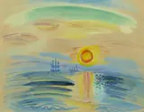 Marine, soleil couchant, circa 1924 by Raoul Dufy, Gouache et aquarelle sur papier, sold Jul 2020