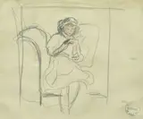 Jeune fille assise les mains jointes by Henri Lebasque, Crayon et rehaut d'aquarelle sur papier, sold Jul 2020