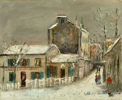 Le lapin agile sous la neige - Circa 1950 by Maurice Utrillo, Huile sur toile, sold Jul 2020
