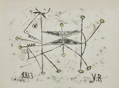La chèvre by Victor Brauner, 1953, Encre, fusain et aquarelle sur papier, sold Jul 2020