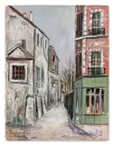 La Belle Gabrielle, rue Saint-Vincent by Maurice Utrillo, circa 1931, Gouache sur papier, sold Jul 2020