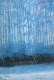 Le bois bleu by André Brasilier, 2018, Huile sur toile, sold Jul 2020