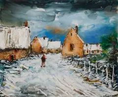 Paysage de neige by Maurice de Vlaminck, vers 1938, Gouache, sold Jun 2020