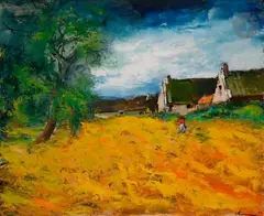 Champ de blé by Maurice de Vlaminck, vers 1950, Gouache, sold Jun 2020