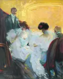 Loge au théâtre by Louis Fortuney, Pastel signé en bas à gauche, sold Dec 2007