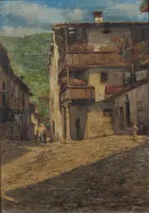 Viottolo di paese con case by Giovanni Battista Barbieri, sold Oct 2026
