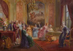 Scena di interno di gusto settecentesco by Natale Penati, sold Oct 2026
