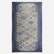 Rare flatweave carpet by Sofia Widen, c. 1940, hand-woven wool, sold Nov 2021