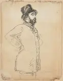 Edgar Degas au chapeau by Marcelin Desboutin, Fusain, sold Sep 2020