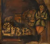 La dompteuse de félins by Charles Dufresne, Huile et encre de Chine sur papier marouflé sur toile,, sold Sep 2020