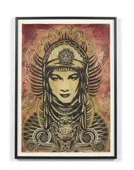 Peace Goddess by Shepard Fairey, 2007, Pochoir, peinture aérosol et collages sur papier, sold Jul 2020