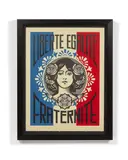 Liberté, Egalité, Fraternité (letterpress) by Shepard Fairey, 2018, Sérigraphie en couleurs et gauffrage, sold Jul 2020