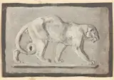 Etude pour la Panthère marchant by Antoine-Louis Barye, Huile sur toile, non montée sur châssis, sold Nov 2020