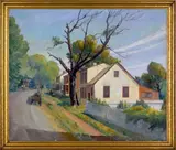 street scene by Christian Lawton Dull, oil on canvas, sold Mar 2008