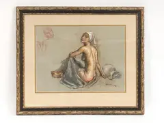 A seated nude by Robert Brackman, Nude pastel, sold May 2024