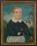 folk portrait of a young boy by Andrew B. Carlin, oil on canvas, sold Sep 2007