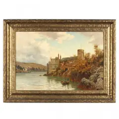 Anglers by the Ruins by Henry Bowser Wimbush, Oil on canvas, sold Nov 2016