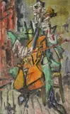 Le violoncelliste - Circa 1950-1955 by Gen Paul, Huile sur toile, sold Jul 2020
