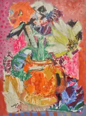 Bouquet de fleurs by Bernard Lorjou, Huile sur toile, sold Jul 2020