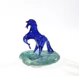 Sans titre by Jean-Claude Novaro, 1993, Sculpture en verre teinté bleu et turquoise figurant un cheval cabré; accidents et manques., sold Jul 2020