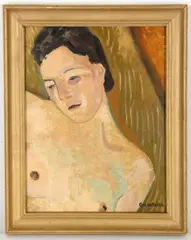 Nude by Pierre Guastalla, oil on board, offered Jun 2015