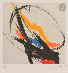 Composition by Jean Miotte, Eau-forte et aquatinte en couleurs, sold Apr 2020